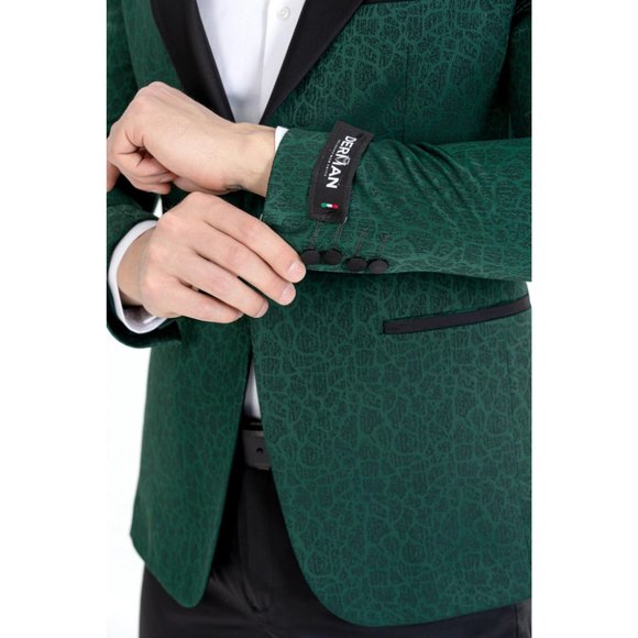 Derman Green Cracked Pattern Textured Fabric Tuxedo - Picture 6 of 7